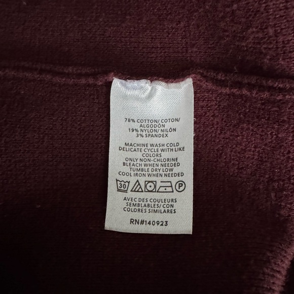 LOFT Deep Burgundy Button-up Cropped Cardigan Sweater Jacket Size Medium - Picture 3 of 7